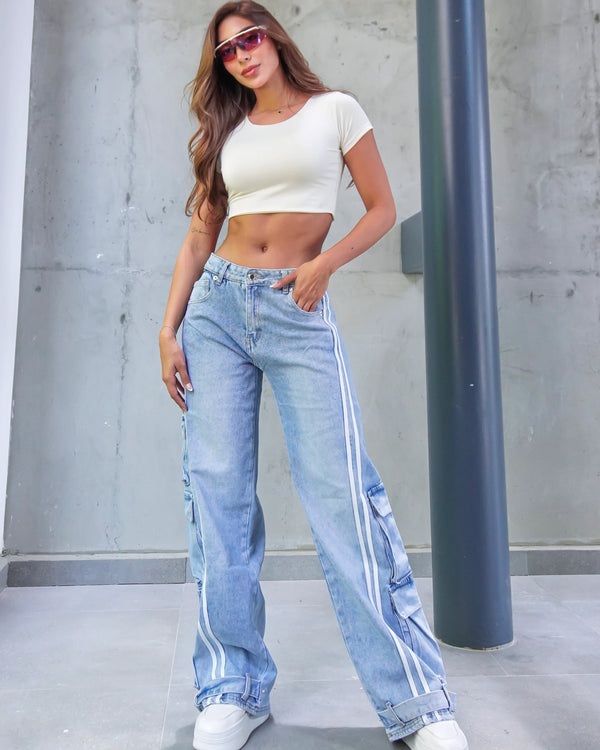 Jean Wide Leg Cargo A-3113