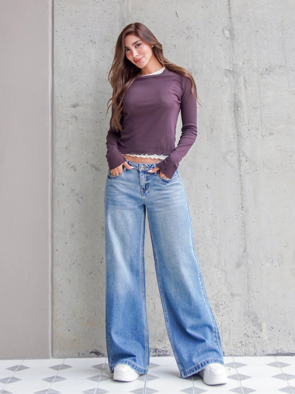 Jean Wide Leg Talle Bajo AM99517T