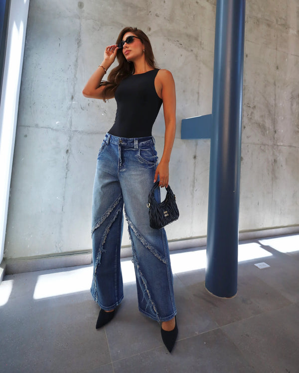 Jean Wide Leg Costura Bota WV19524SK-T