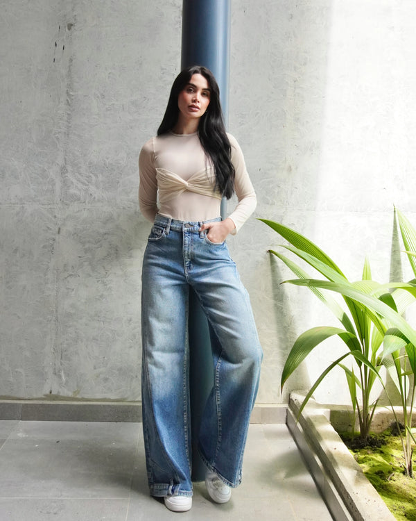 Jean Wide Leg Bota Bolsillo WV99660M